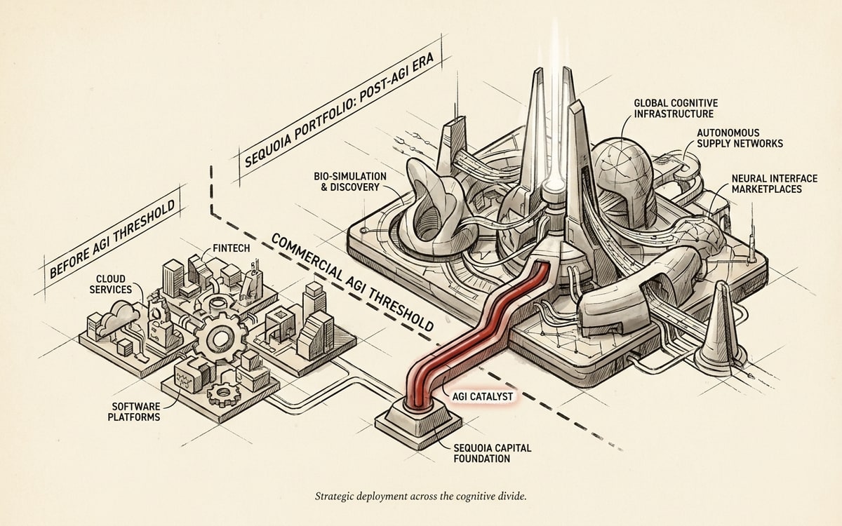 Sequoia operating "as if" commercial AGI has already arrived — a portfolio standing on the far side of the line.
