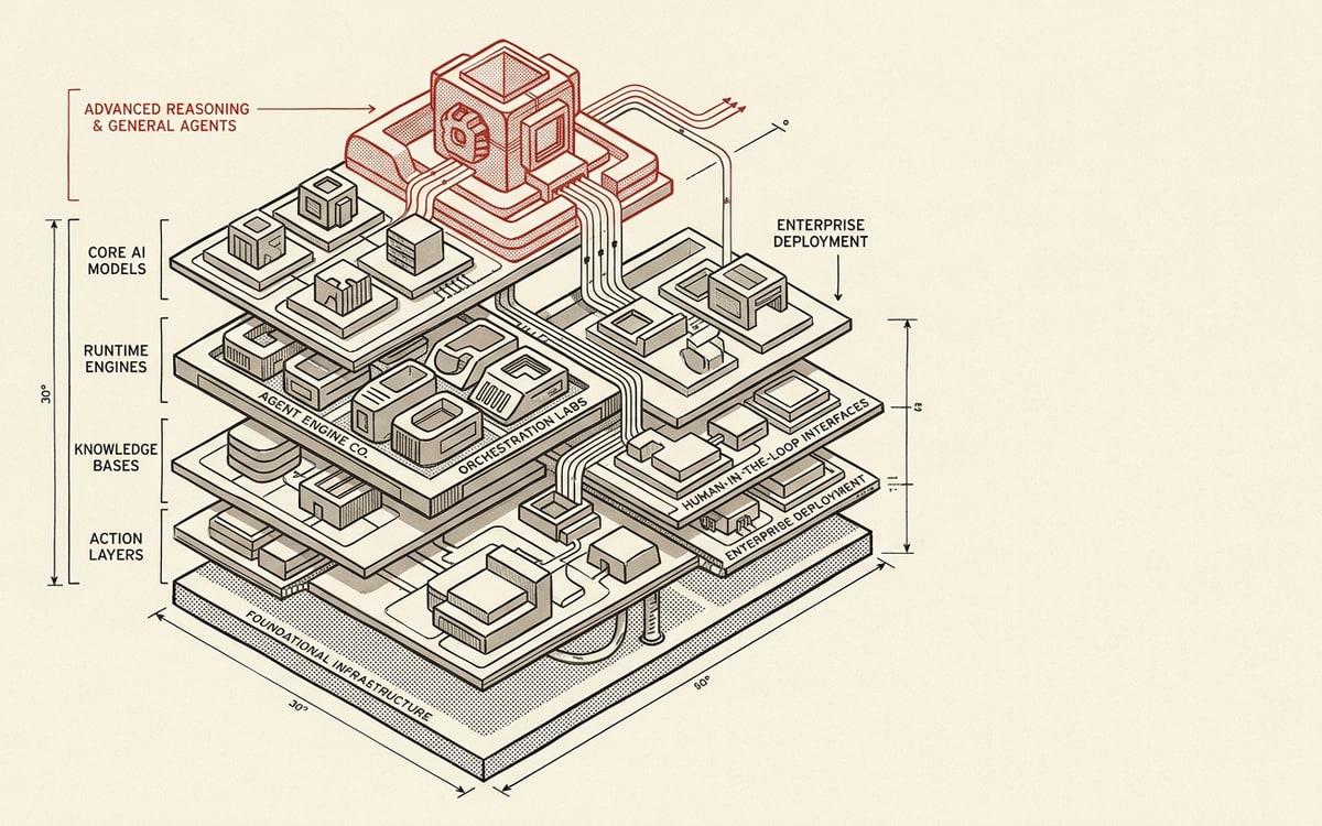Sequoia's portfolio of long-horizon agent companies, visualized as the agent stack the firm has filled in.