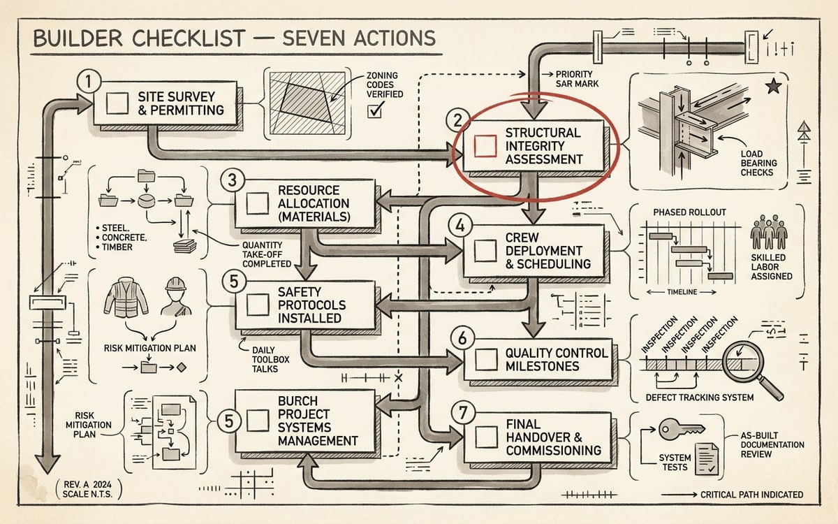 A small numbered checklist of seven action items, with the second item marked in editorial red as the highest-impact one
