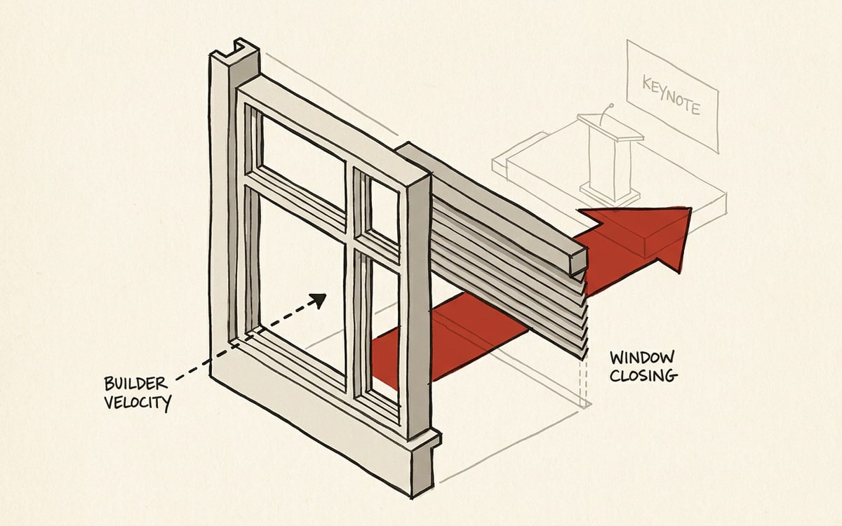 Builder velocity since the keynote — the window is open and closing.