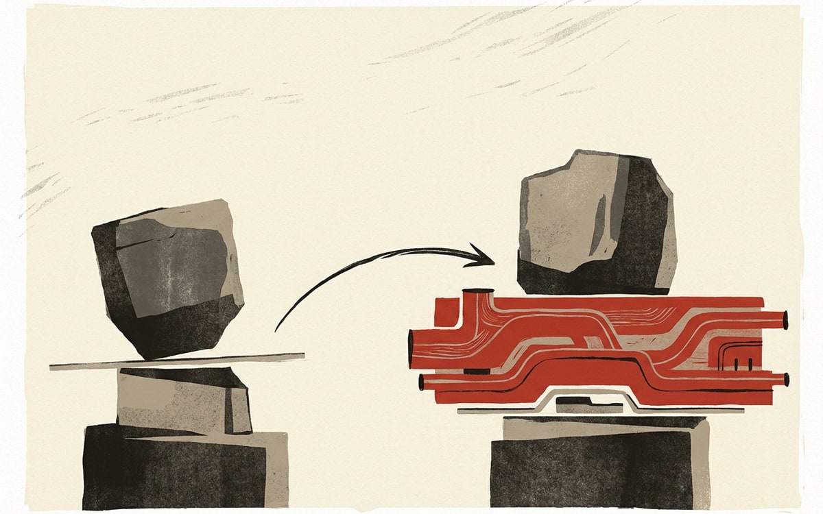 The HaaS shift — before 2026, an app sat on a thin LLM API; after 2026, the harness API is the dominant value layer between the LLM and the app. Value is migrating to the runtime.
