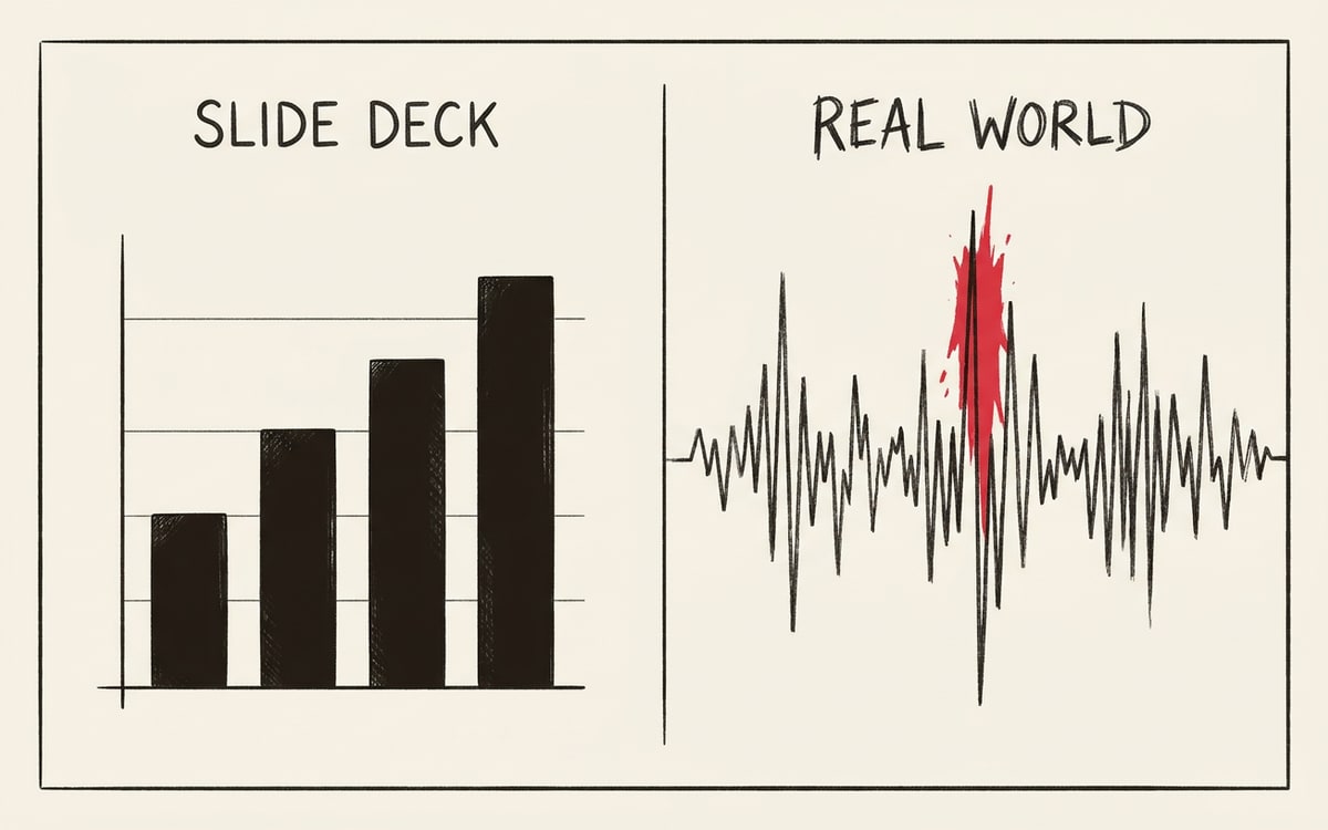 Vendor slide on the left, real-world audio on the right; the discourse moved to whoever shipped the comparison tool.