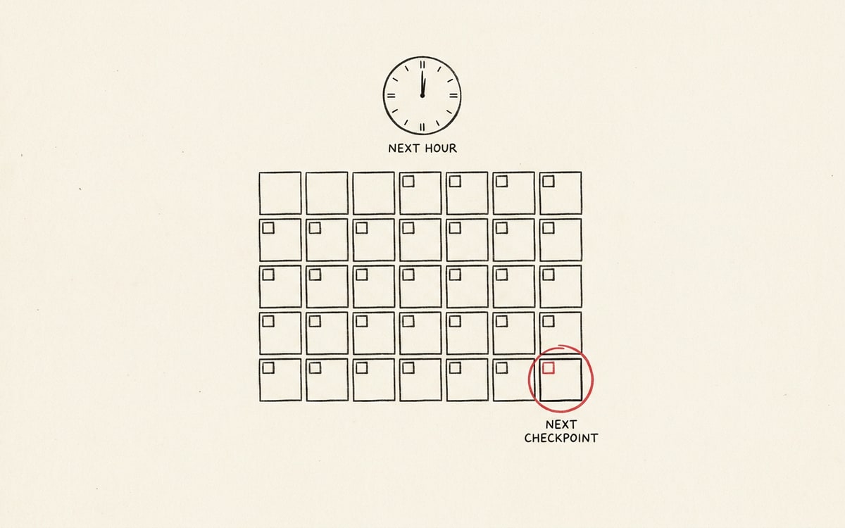 A thirty-day calendar with the final day circled in red. The Demo Day field check is the next data point.