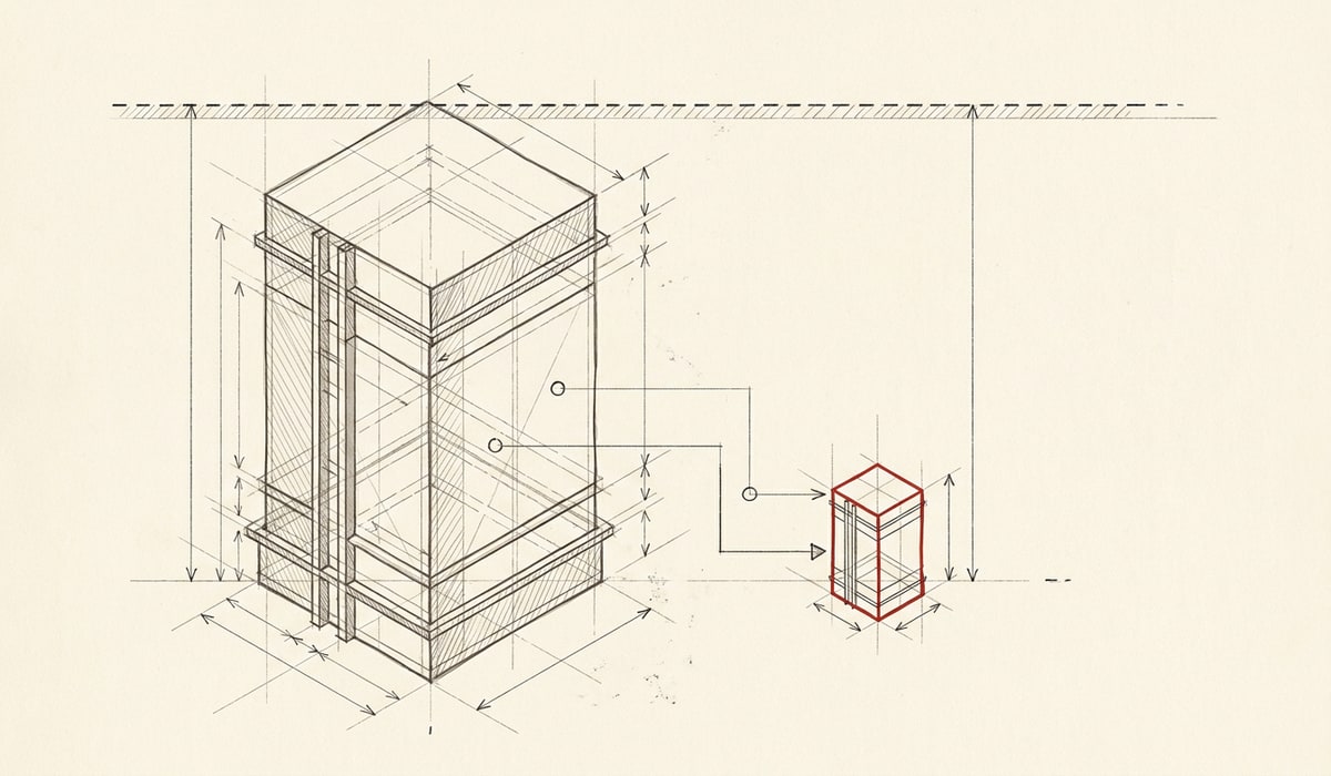 A giant box and a tiny red box both reaching the same dashed height line: a 3B-active model matching a 200B one, the inference moat collapsing