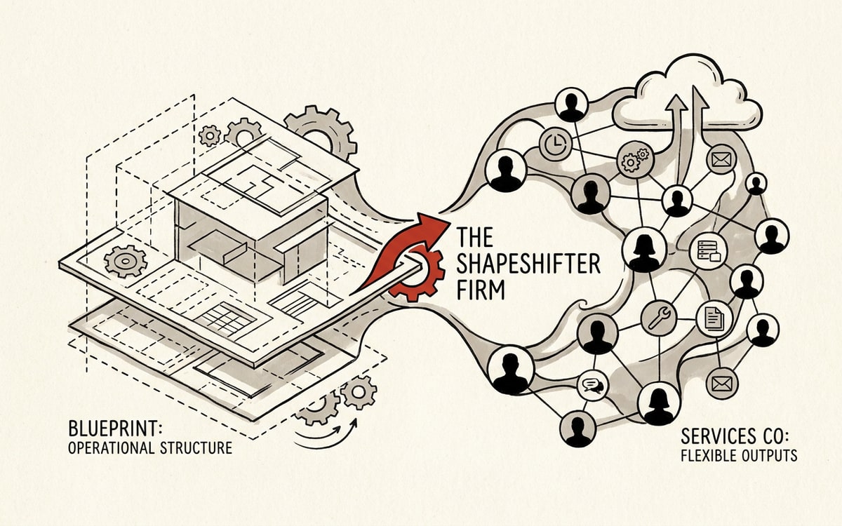 The shapeshifter firm — half blueprint, half services co
